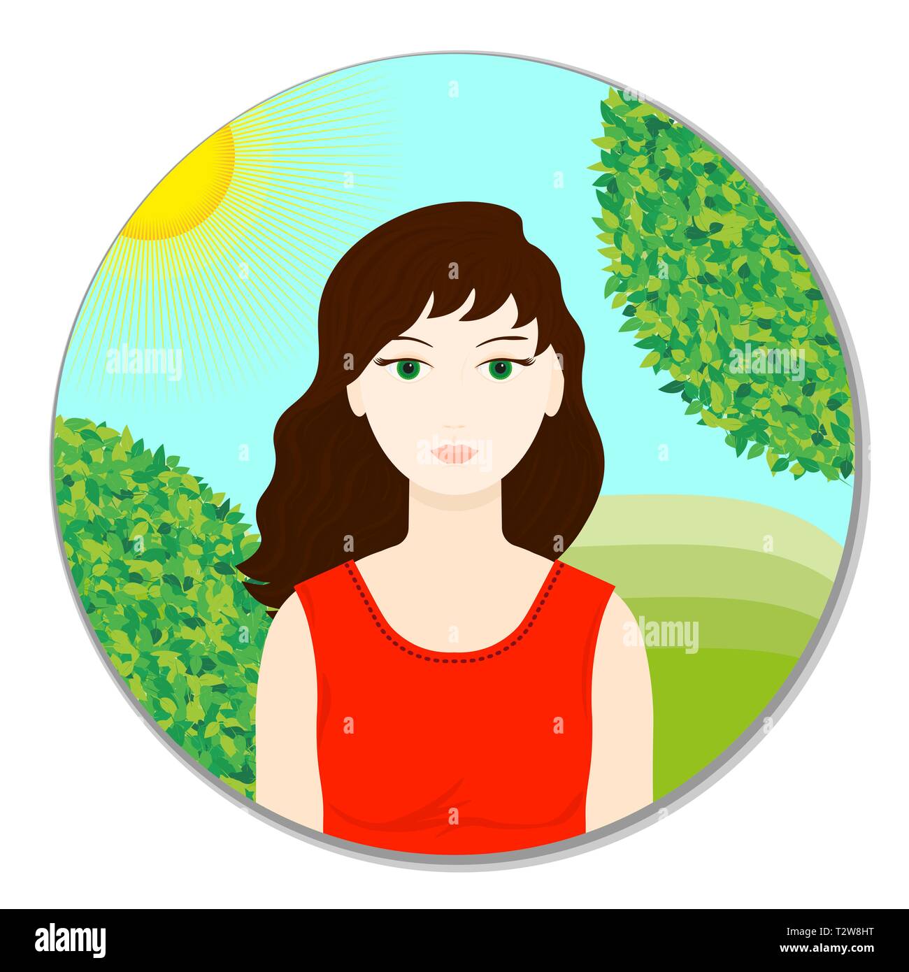 Mädchen Symbol. Frau avatar Symbol auf weißem Hintergrund. Gesicht Symbol in Farbe Flat Style. Vector Illustration für Grafik Design, Web UI, App. Warenkorb Stock Vektor