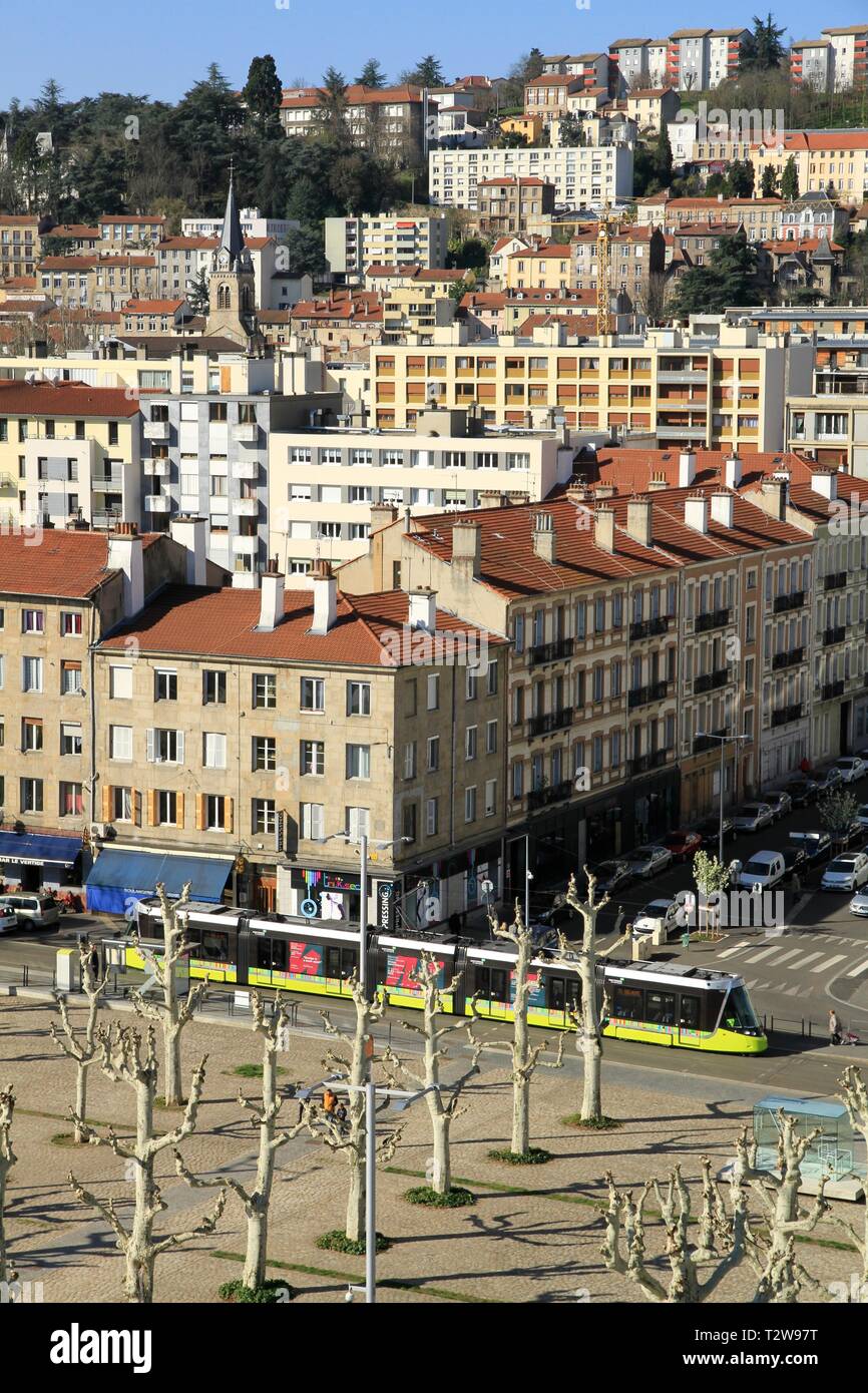 Abbildung der Stadt Saint Etienne, Montaud - Grand Clos Bezirk. Saint Etienne, Loire, Frankreich Stockfoto