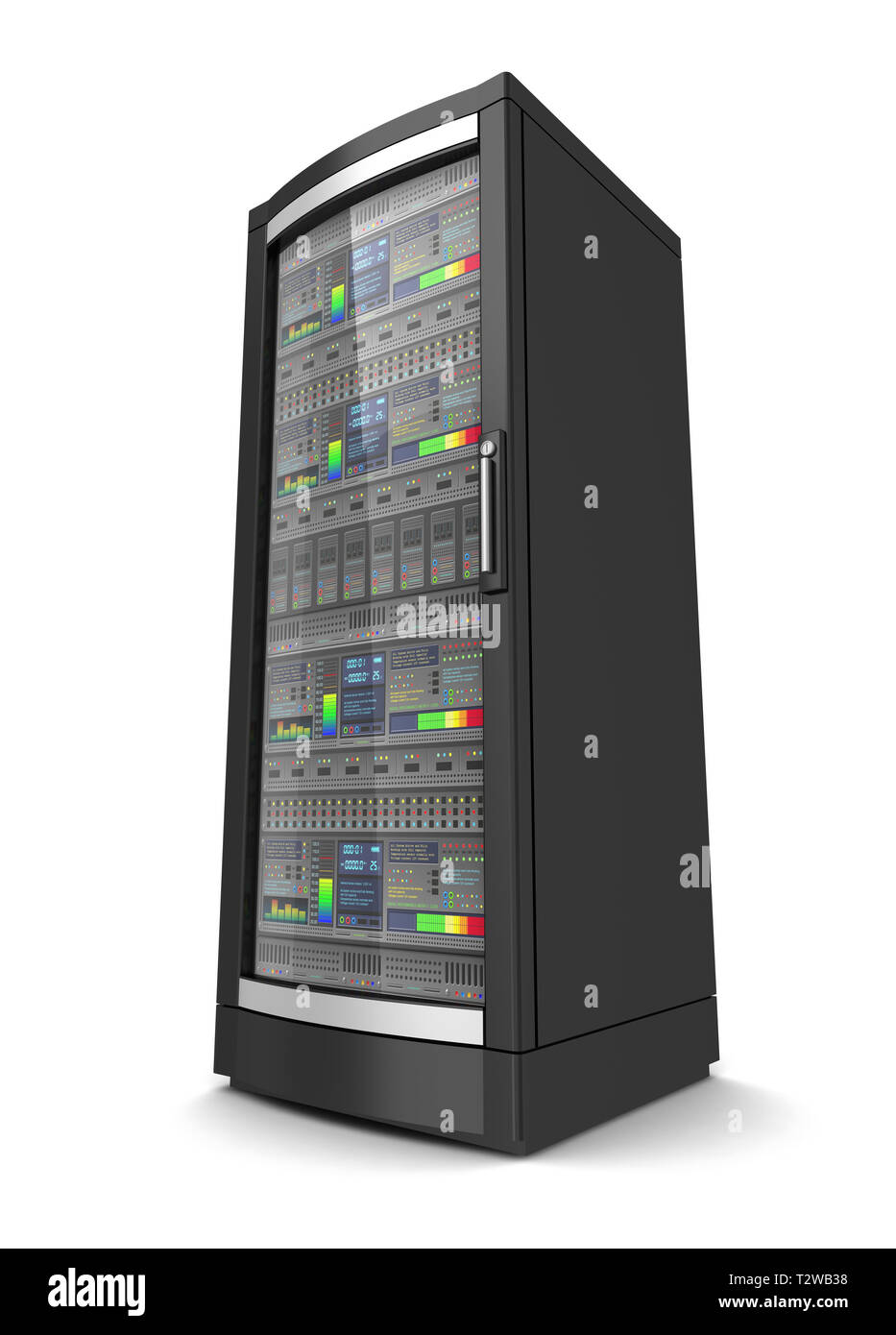 Netzwerk Workstation Server 3d-Abbildung auf weißem Hintergrund Stockfoto
