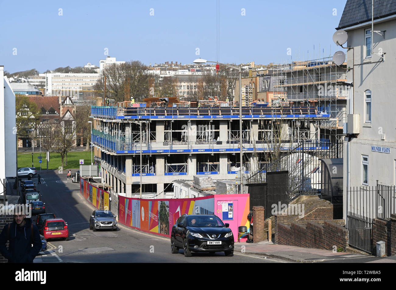 Zirkus Straße Baustelle in Brighton. Die ehemaligen Obst- und Gemüsemarkt im Zentrum von Brighton ist, verändert sich Stockfoto