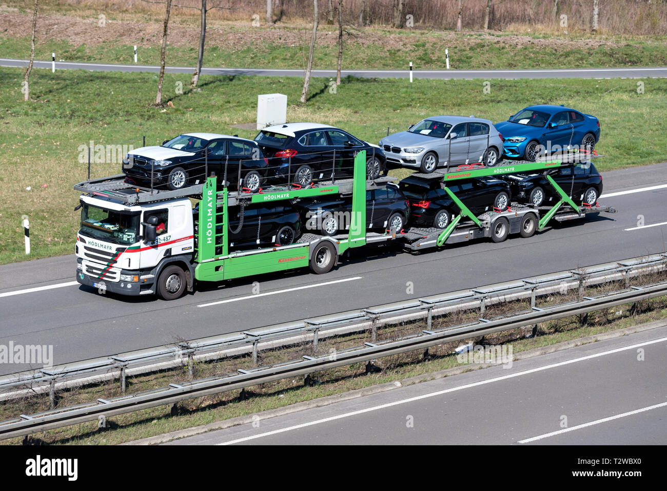 Hödlmayr Lkw auf deutschen Autobahnen. Stockfoto