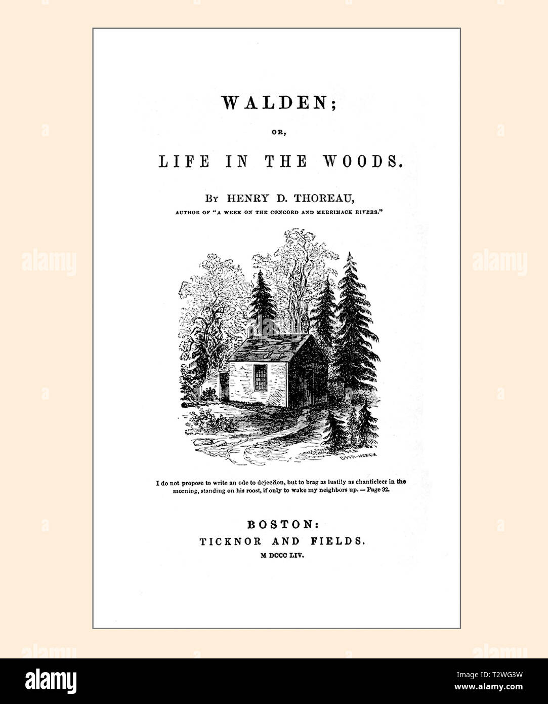 Henry David Thoreau Titelseite Walden oder Leben in den Wäldern gereinigt und neu eingestellt Stockfoto