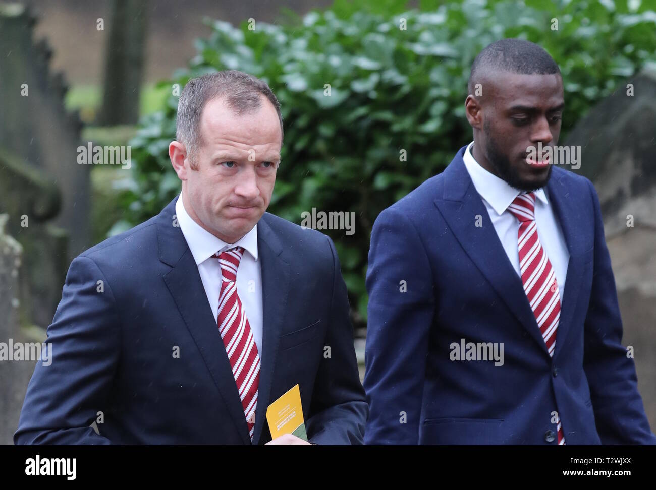 Die Beerdigung von Englands Wm gewinnen Torwart Gordon Banken an schüren Münster mit: Charlie Adams, Bruno Martins Indi Wo: Stoke-upon-Trent, Staffordshire, Großbritannien Wann: 04 Mar 2019 Credit: John rainford/WANN Stockfoto