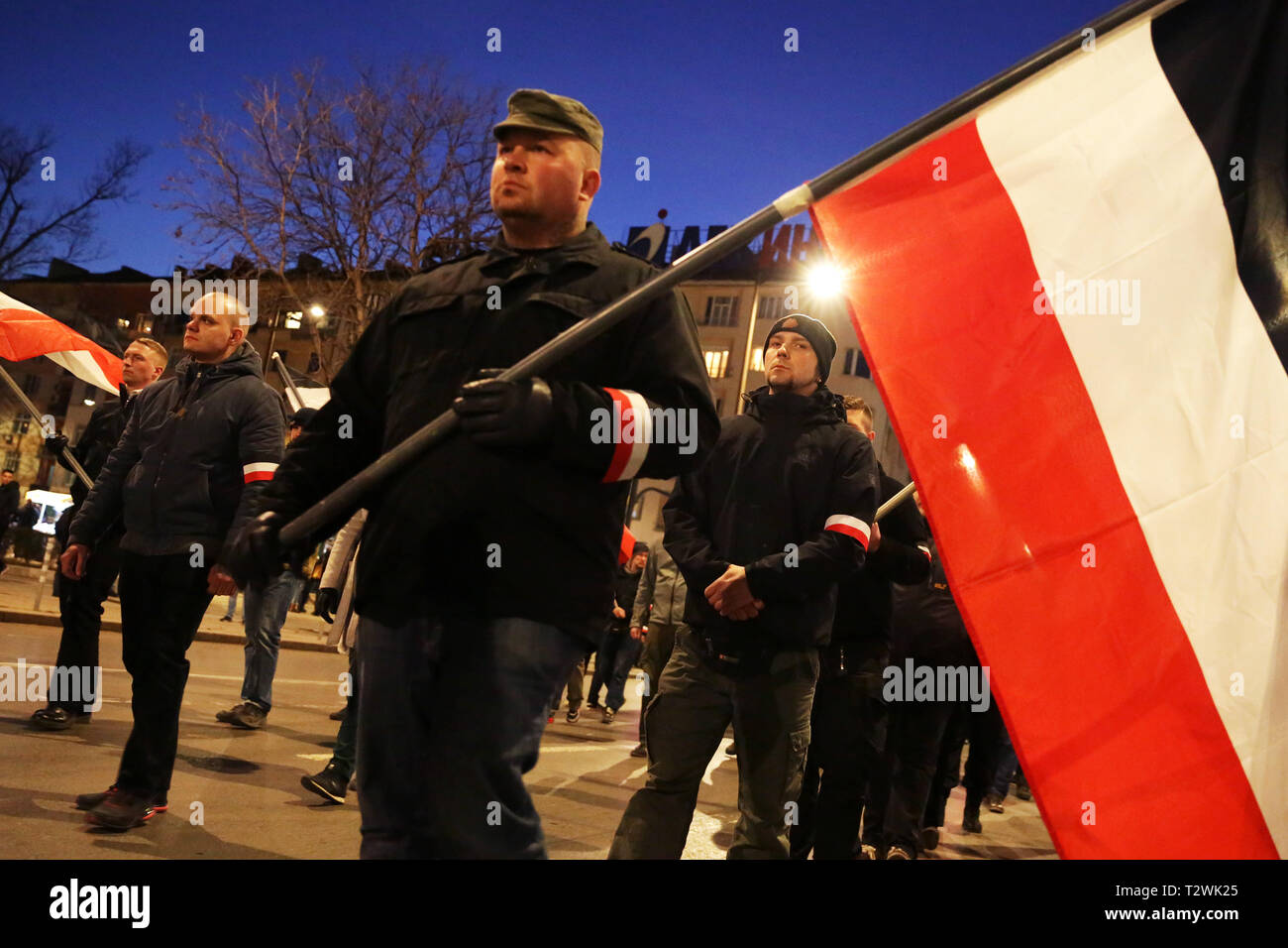 Sofia, Bulgarien - 16. Februar 2019: Mitglieder und Anhänger der nationalistischen Organisationen in Lukovmarch Prozession teilnehmen - eine im März in commemorati Stockfoto