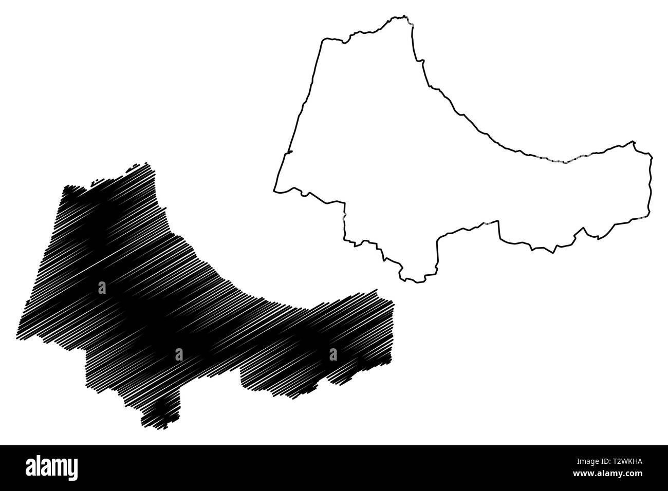 Tanger-Tetouan-Al Hoceima Region (administrative divisions von Marokko, Königreich Marokko, Marokko) Karte Vektor-illustration, Kritzeln sketc Stock Vektor