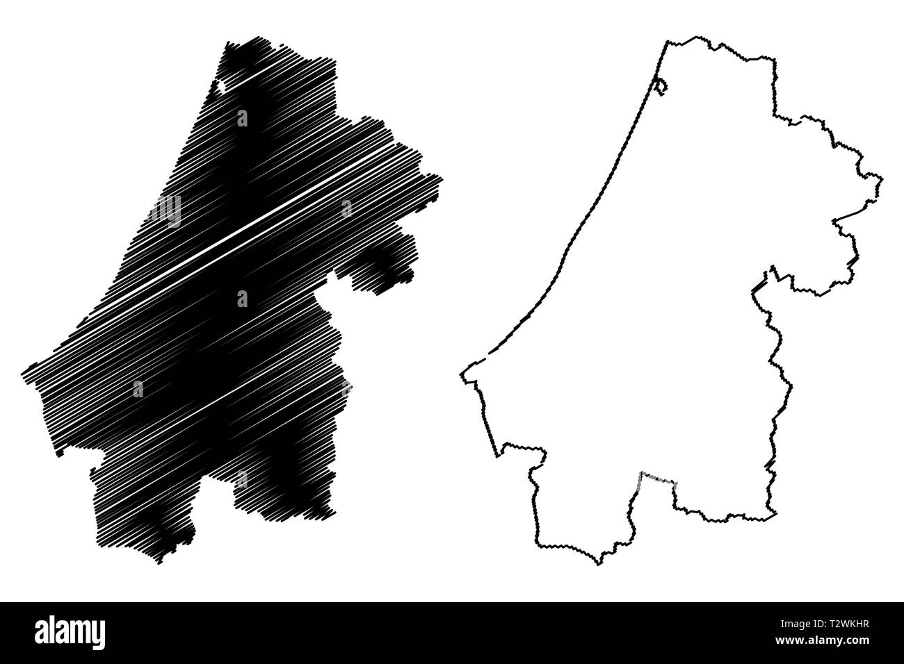 Rabat-salé-Kenitra Region (administrative divisions von Marokko, Königreich Marokko, Marokko) Karte Vektor-illustration, kritzeln Skizze Errba Stock Vektor