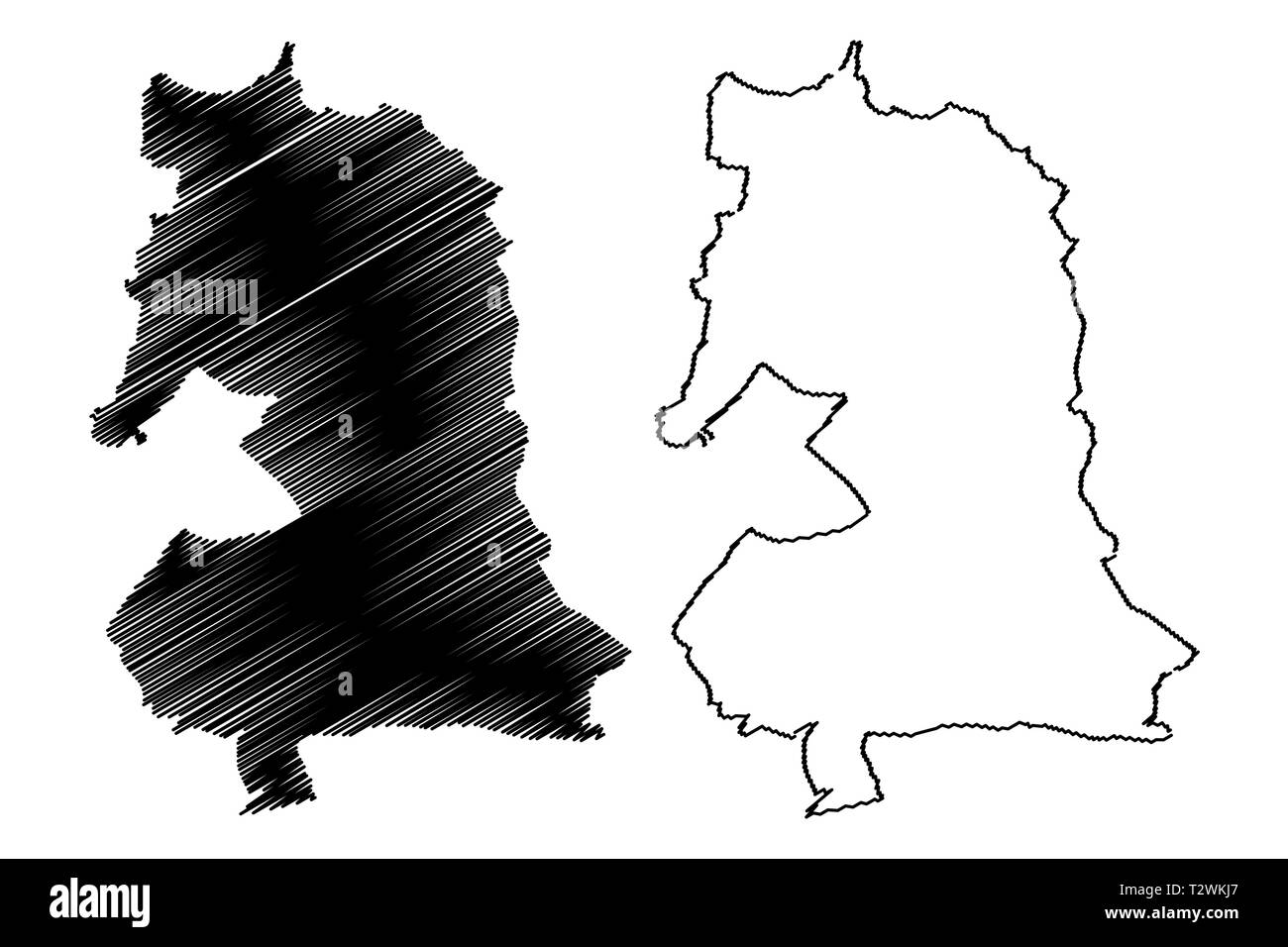 Oriental (administrative divisions von Marokko, Königreich Marokko, Marokko) Karte Vektor-illustration, kritzeln Skizze Tagmudant Karte Stock Vektor