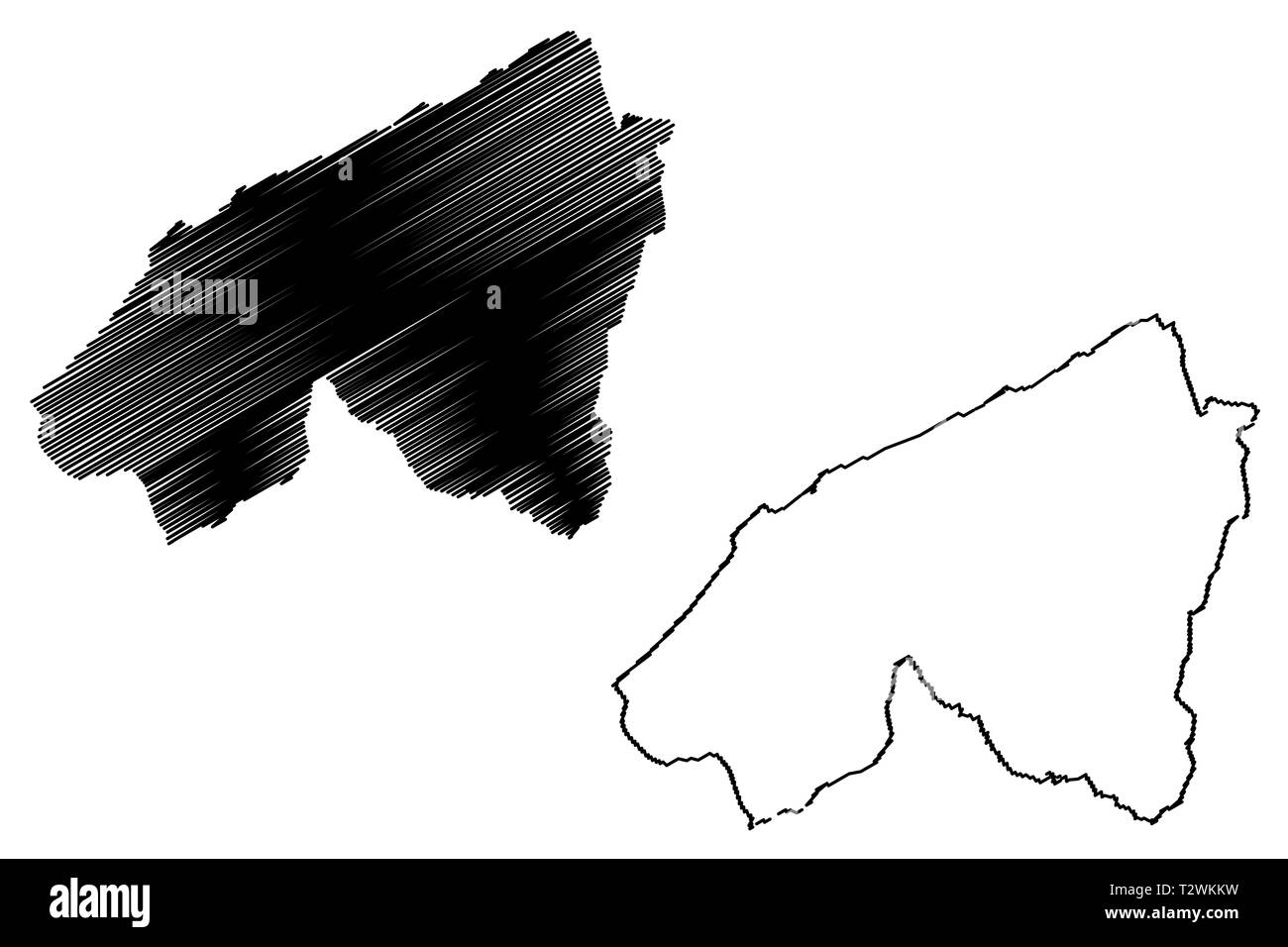 Region Casablanca-Settat (administrative divisions von Marokko, Königreich Marokko, Marokko) Karte Vektor-illustration, kritzeln Skizze Casabl Stock Vektor