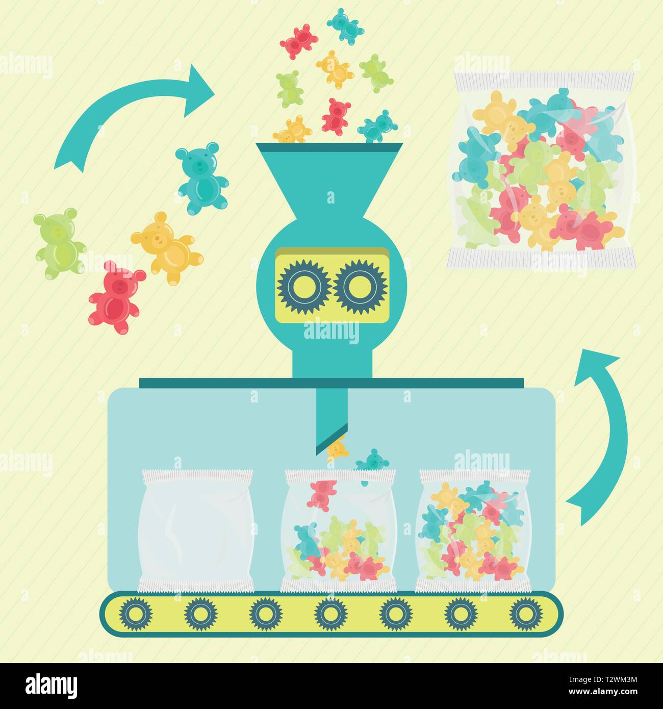 Candy Bär Serie. Candy Bär bearbeitet. Gummibärchen verpackt. Stock Vektor