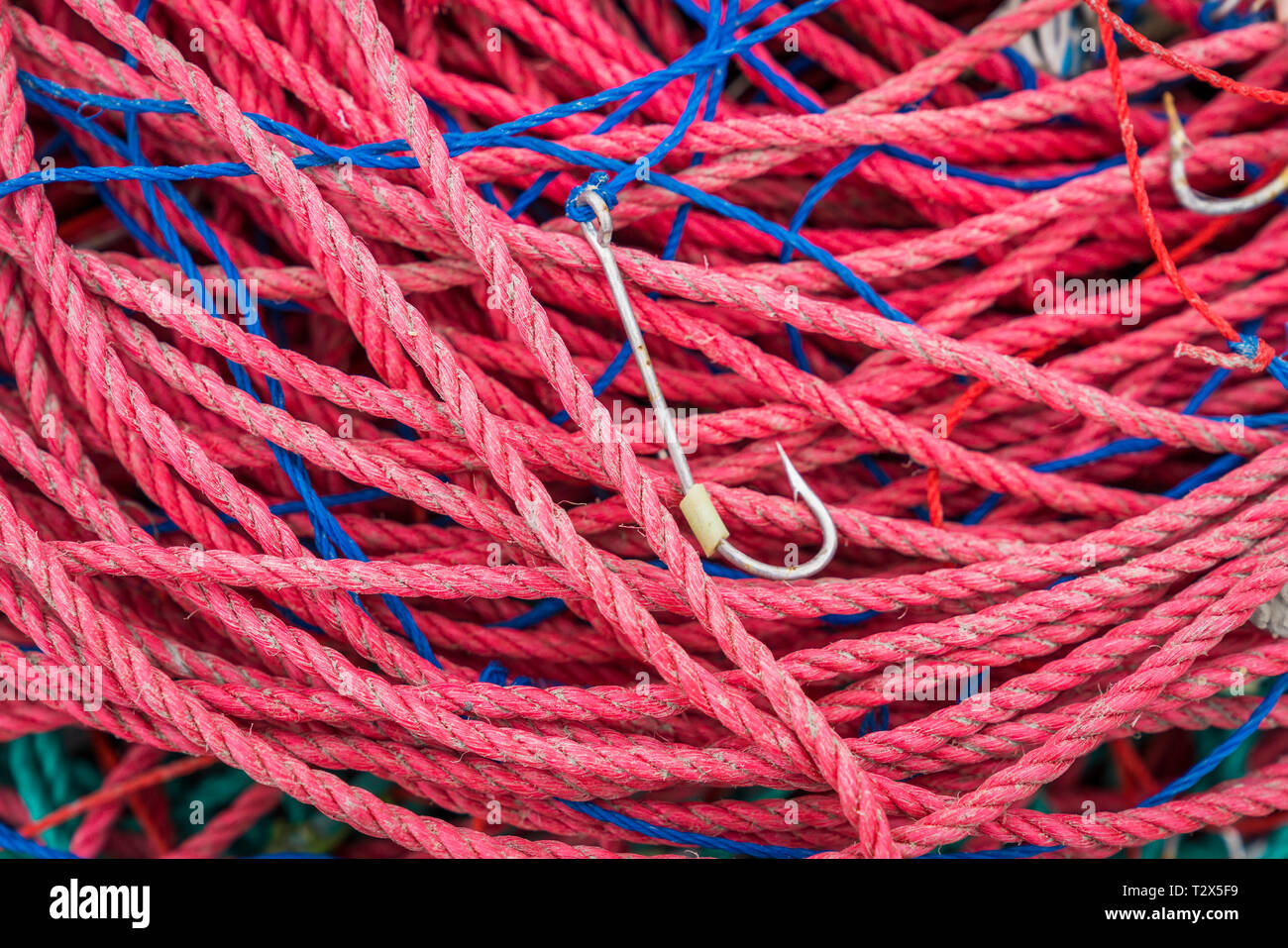 Seile für die Fischerei eingesetzt. Stockfoto