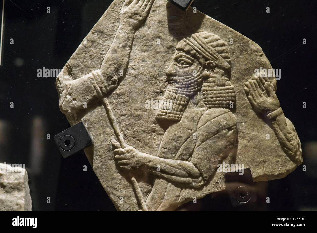 Assyrische Reliefs an den Vatikanischen Museen, Vatikanstadt, Rom, Italien. Stockfoto