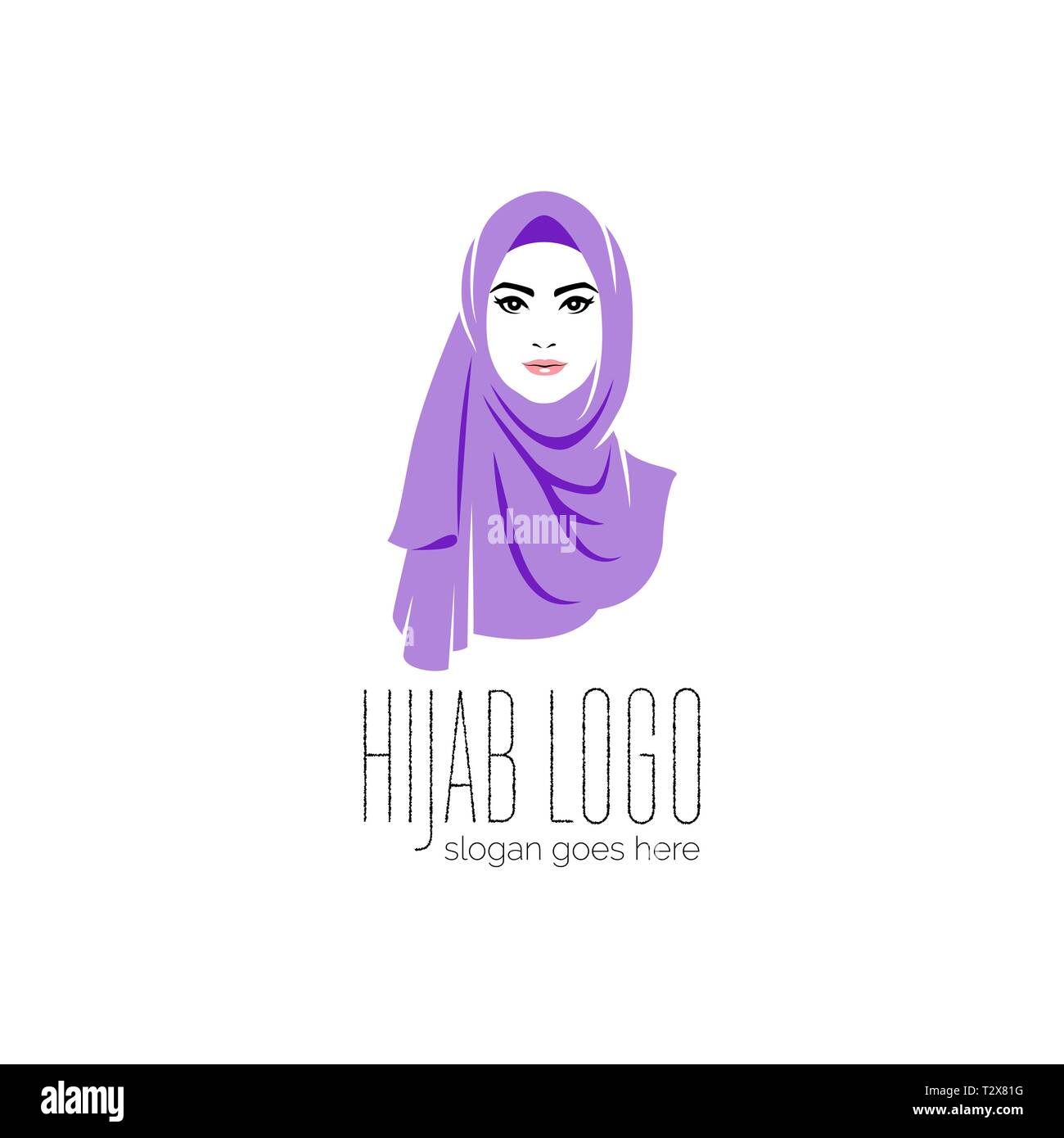 Schöne Frau tragen bunte hijab Symbol, Logo auf weissem Hintergrund, muslimischen Schleier, Vector Illustration Stock Vektor
