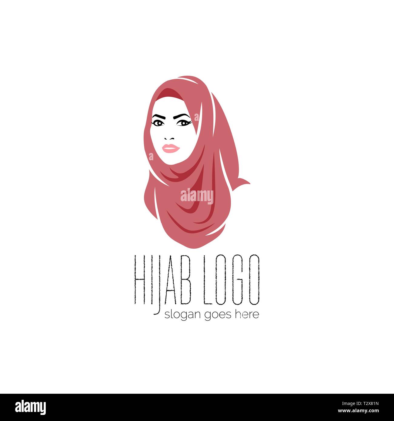 Schöne Frau tragen bunte hijab Symbol, Logo auf weissem Hintergrund, muslimischen Schleier, Vector Illustration Stock Vektor