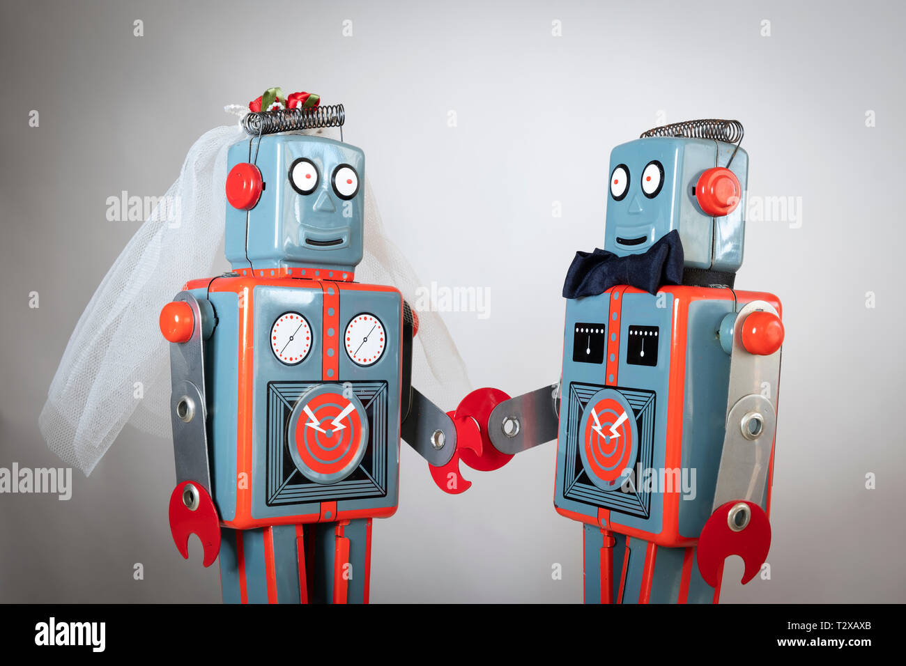 Nahaufnahme von Spielzeug Roboter Heiraten Stockfoto