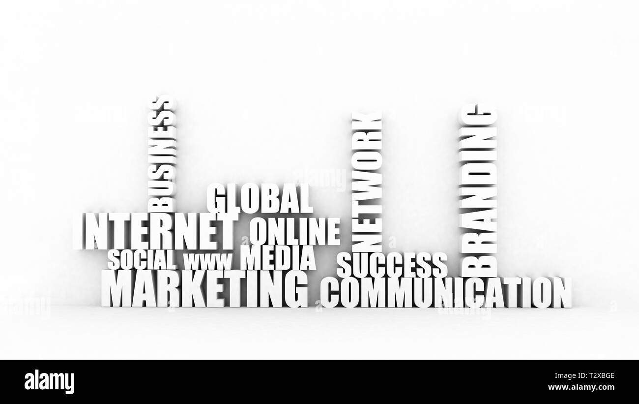 3d-Welt cloud Online Marketing 3D-Text Stockfoto