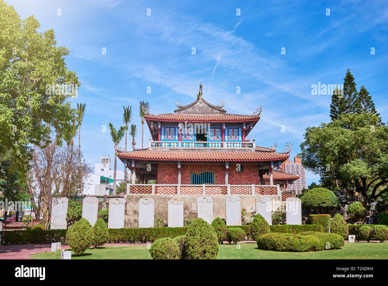 Tainan, Taiwan - Dezember 4, 2018: Landschaftlich schöne von Chihkan Tower oder Fort Provintia oder Providentia, die im 17. Jahrhundert erbaut, die von niederländischen colonis Stockfoto