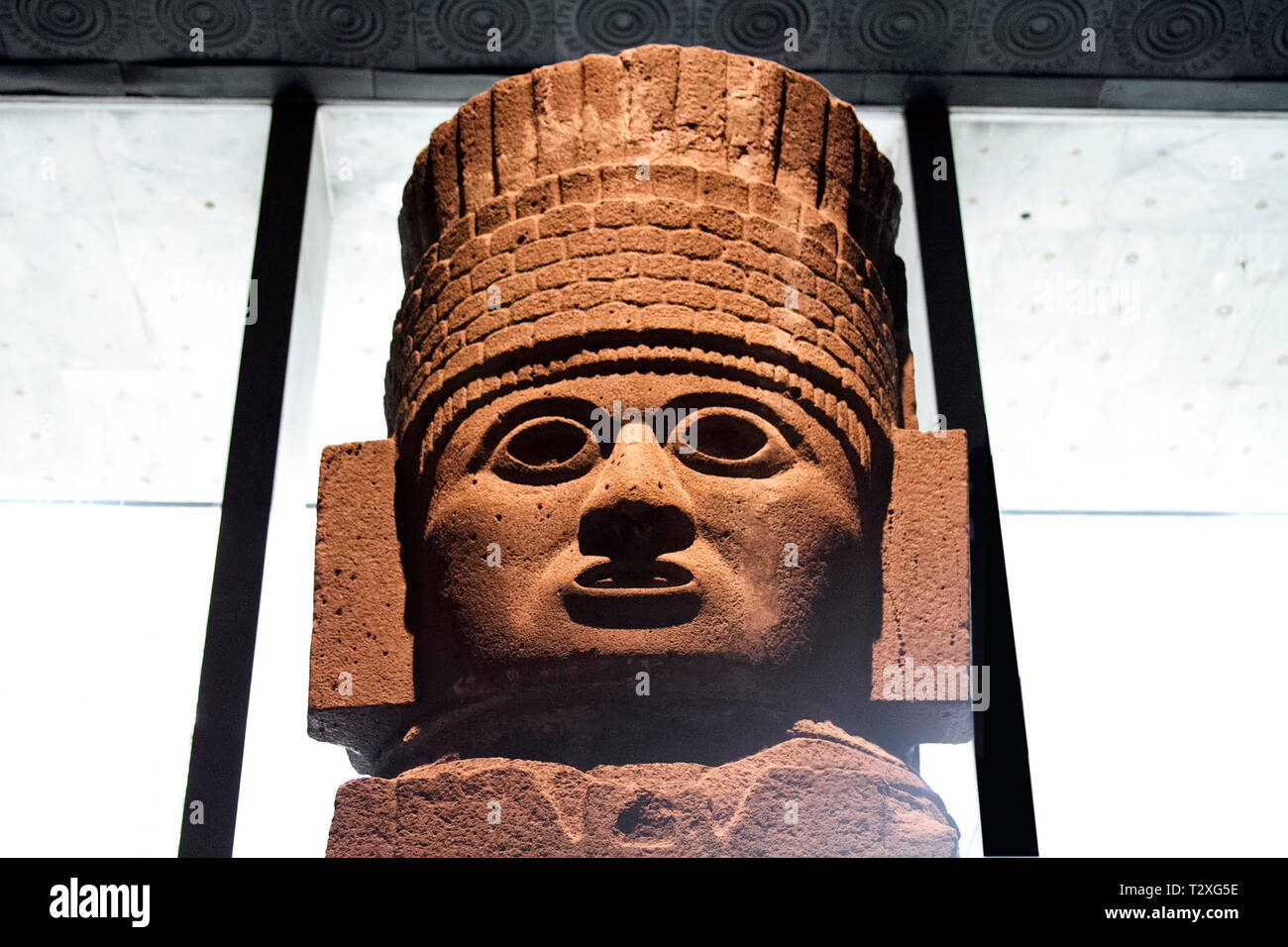 Nahaufnahme eines Maya totem (Nationalmuseum für Anthropologie, Mexiko Stadt) Stockfoto