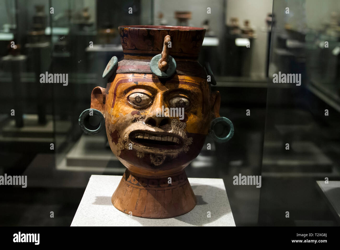 Menschlichen Kopf durch mexica Kultur (Nationalmuseum für Anthropologie) Stockfoto