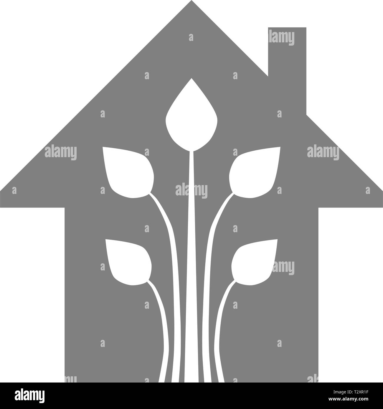 Eco-house - Green Home icon-Grau, isoliert - Vector Illustration Stock Vektor