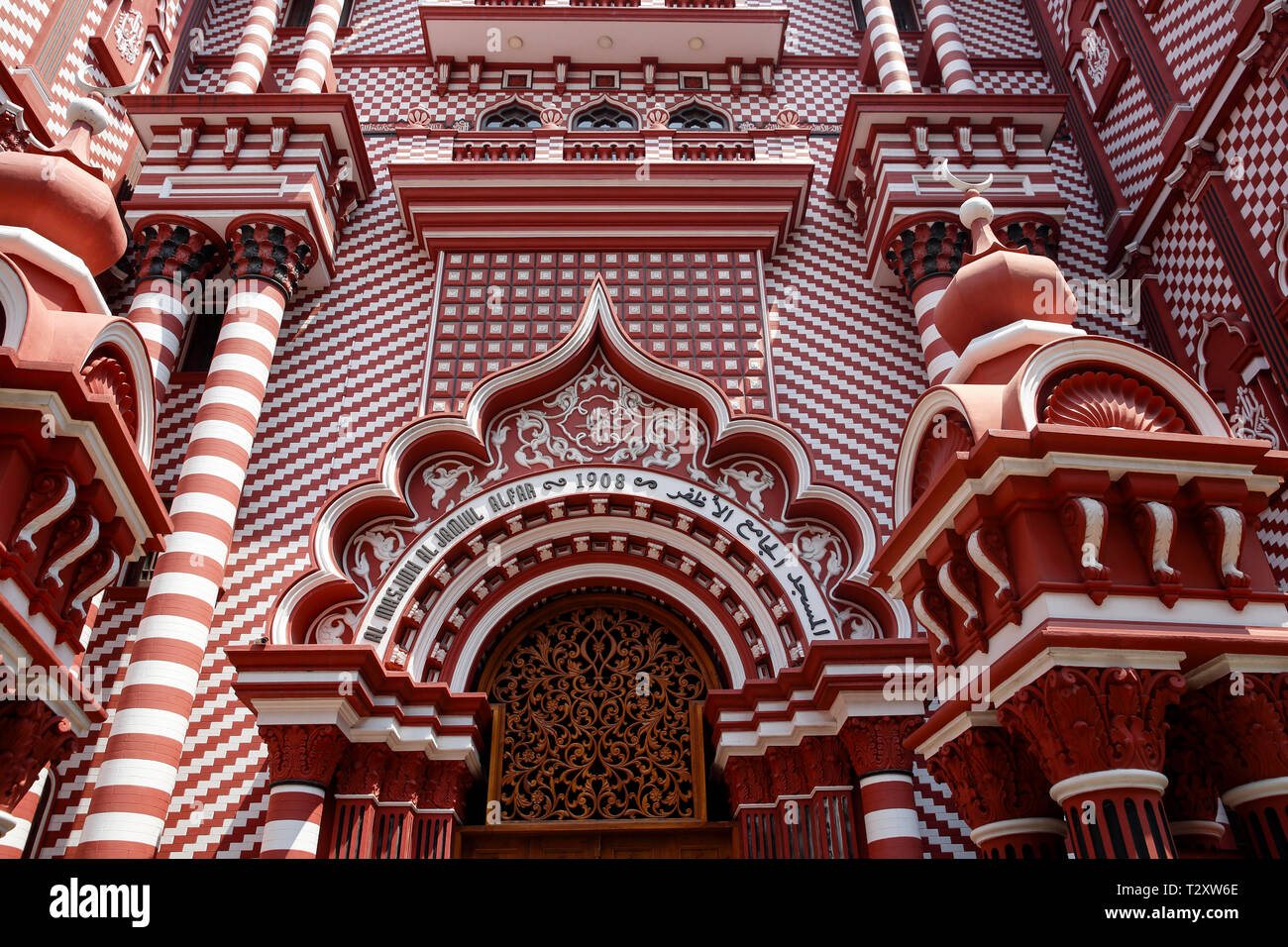 Jami Ul-Alfar Moschee in Colombos ältesten Bezirk, Pettah, Hauptstadt Colombo, Sri Lanka Stockfoto