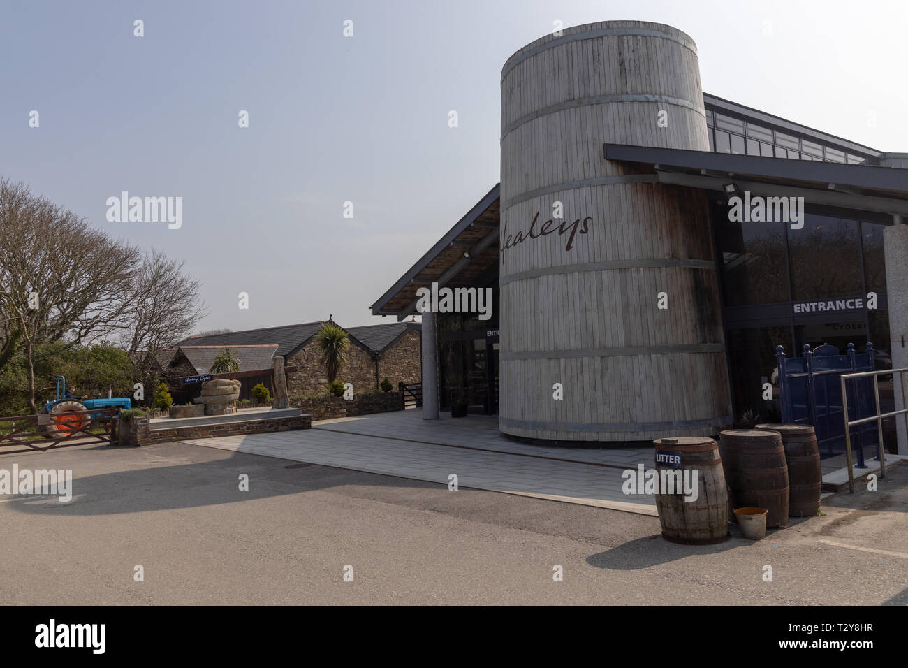 Eingang Healeys Cornish Cyder Farm Stockfoto