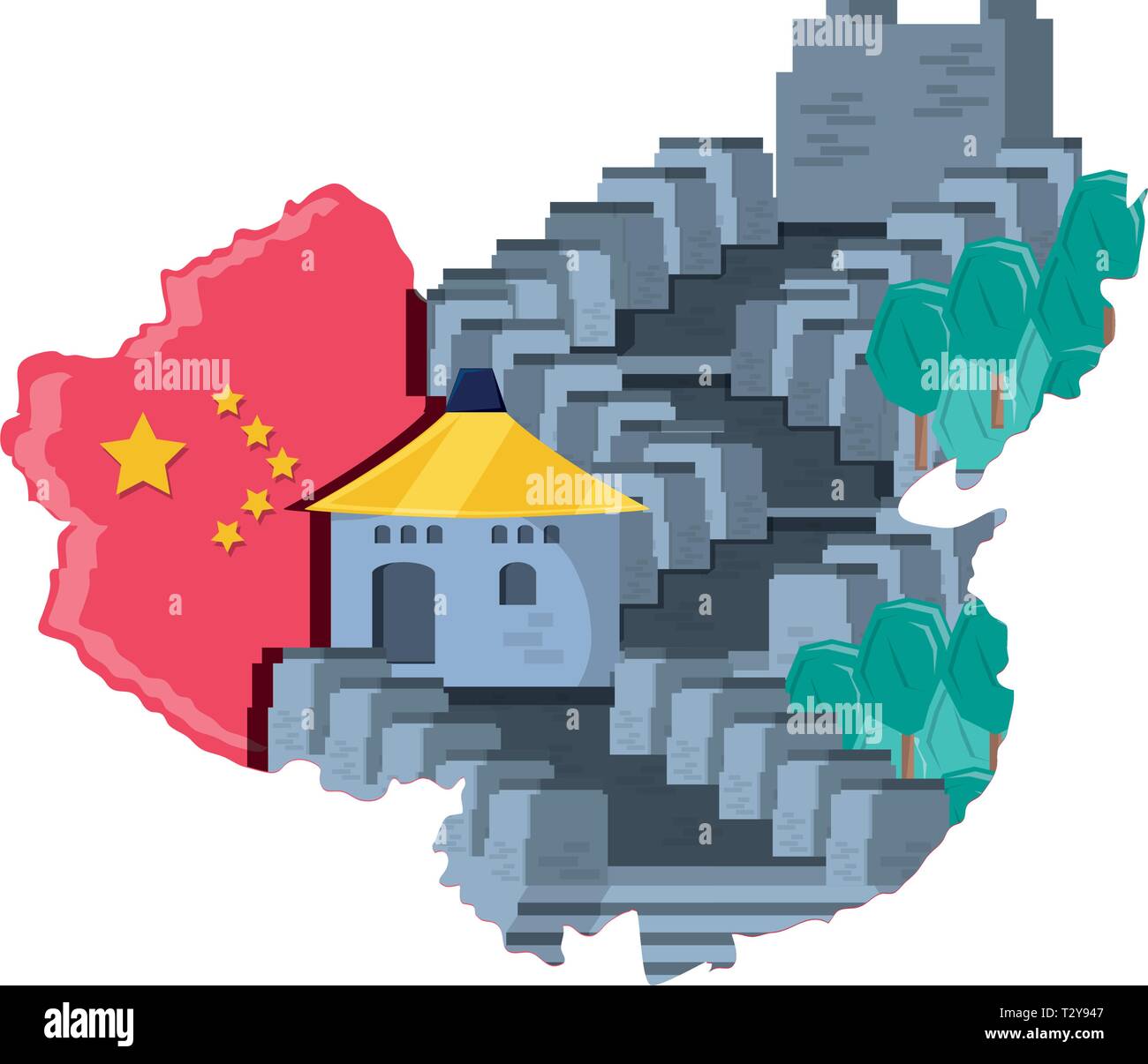 Chinesische Mauer isoliert Symbol Vektor illustration Design Stock Vektor