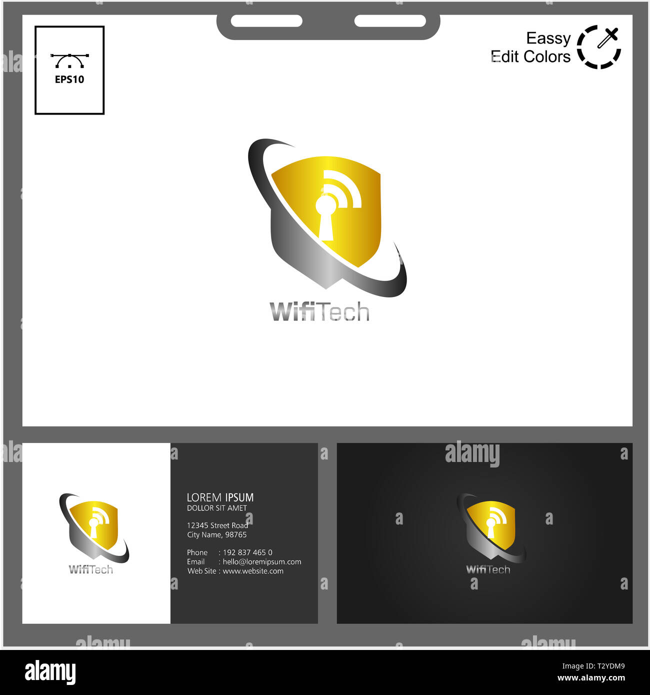 Shield Logo für Sicherheit Wireless Stockfoto