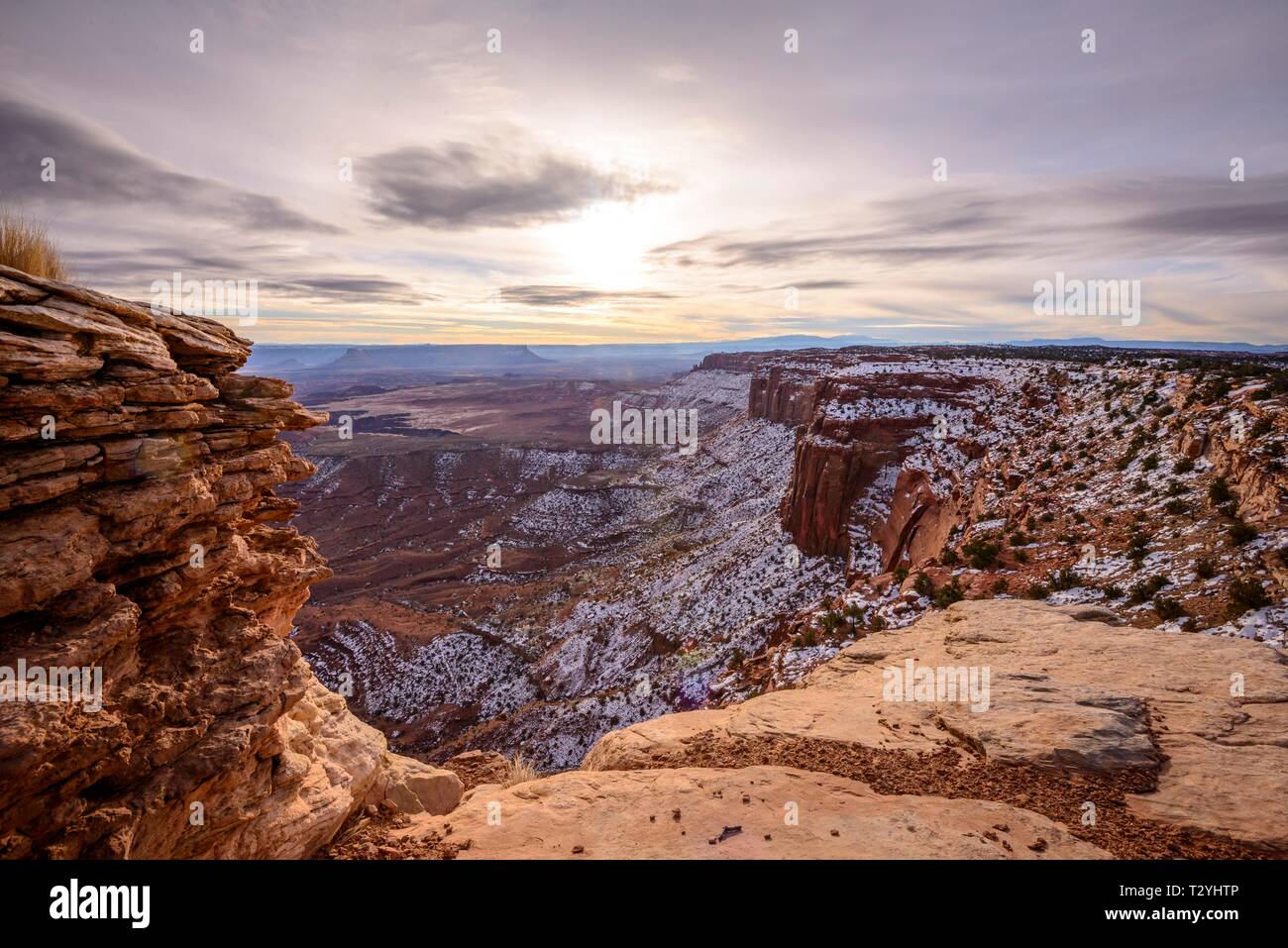 Anzeigen von Erosion Landschaft vom Grand View Point übersehen, Felsformationen, Monument Basin, White Rim, Insel im Himmel, Canyonlands National Park Stockfoto