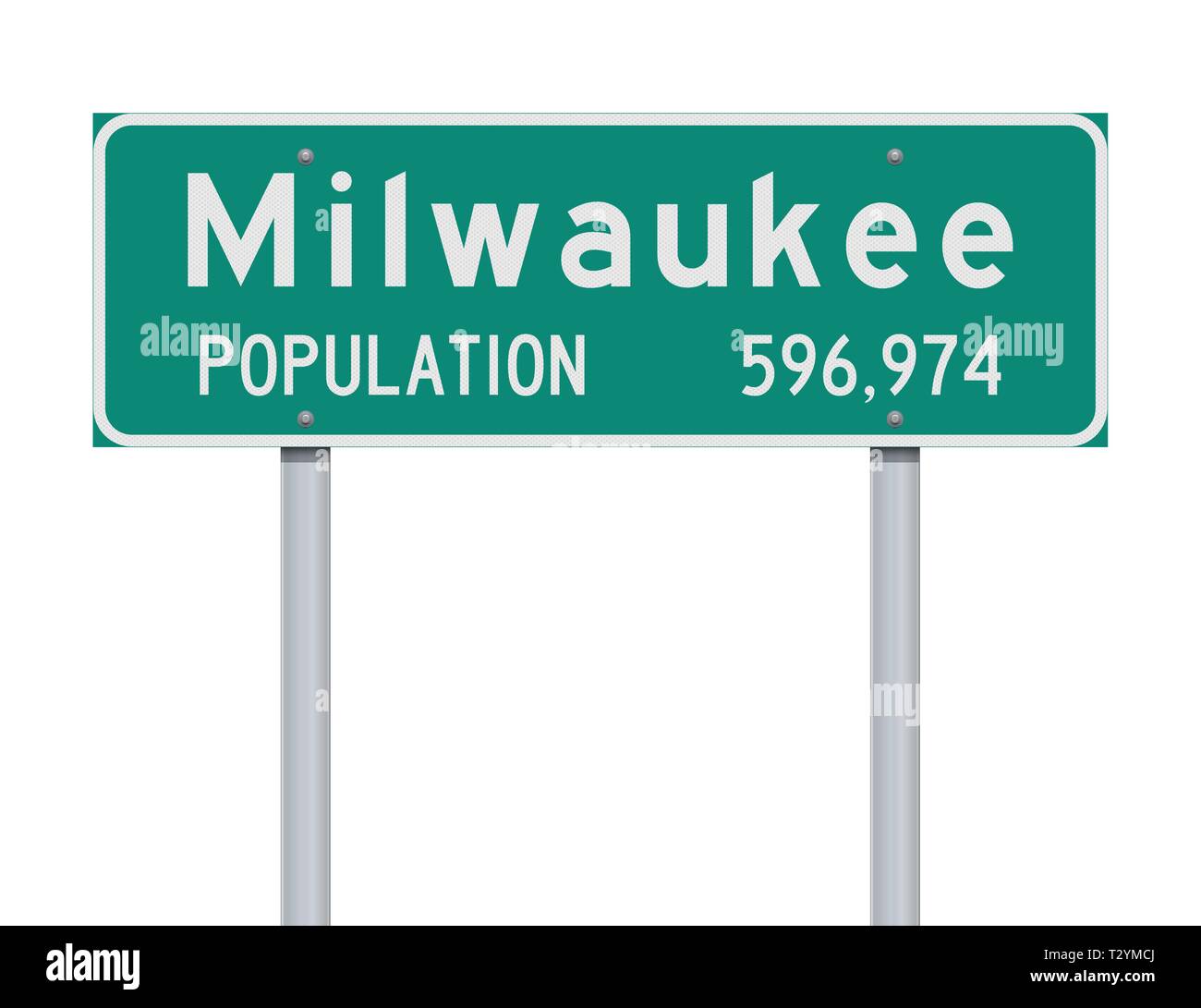 Vector Illustration des Milwaukee Bevölkerung Green Road Sign Stock Vektor