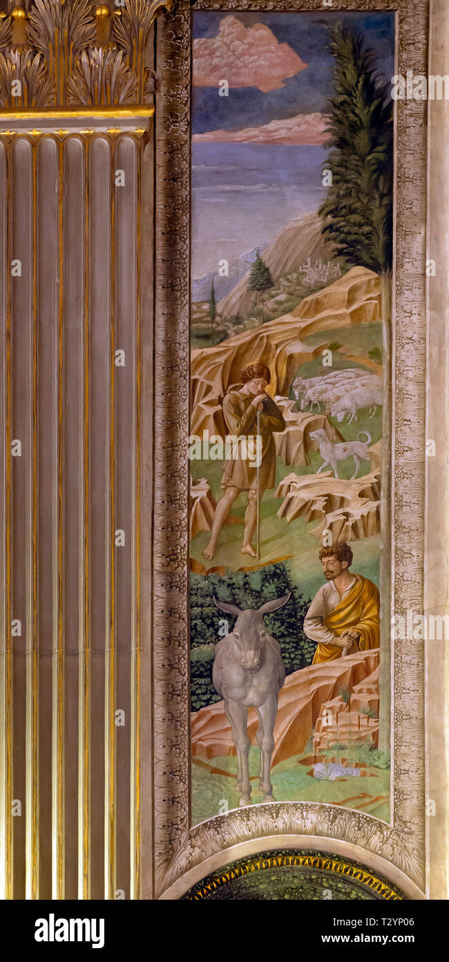 Der Esel, die das Neue Testament, Freskenzyklus, der Prozession der Heiligen Drei Könige, Benozzo Gozzoli, circa 1459, Capella dei Magi, Palazzo Medici R Stockfoto