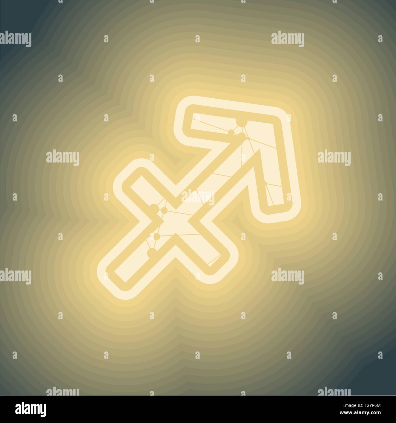 Sternzeichen symbol Texturierte durch die angeschlossenen Leitungen mit dots Muster. Zeichen der Bogenschütze Stock Vektor