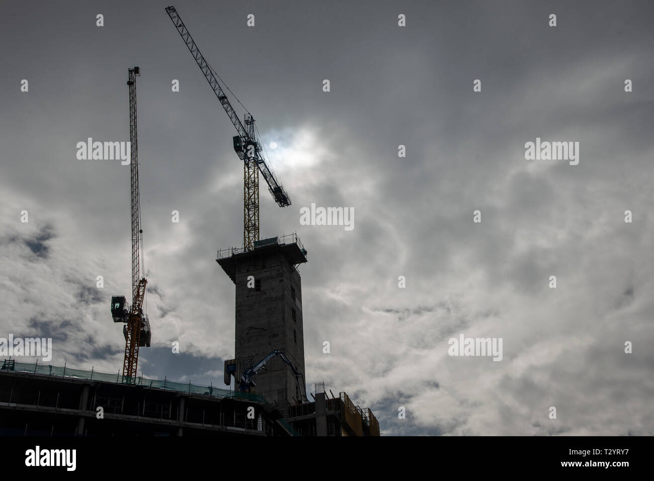 Frühe Stadien der neuen Ära Tower Bau, St Mary's Gate, Sheffield Stockfoto