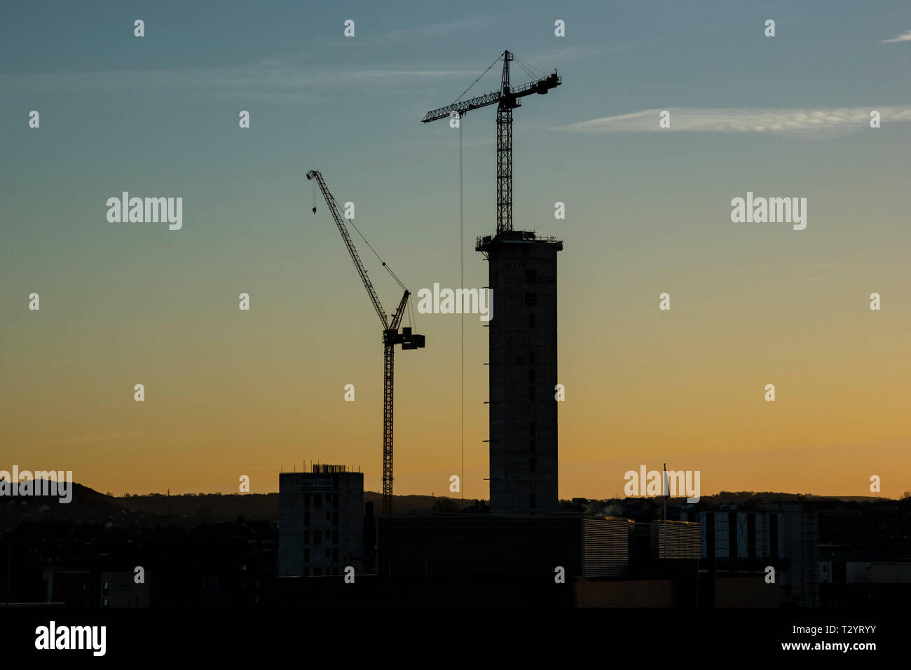 Frühe Stadien der neuen Ära Tower Bau, St Mary's Gate, Sheffield Stockfoto