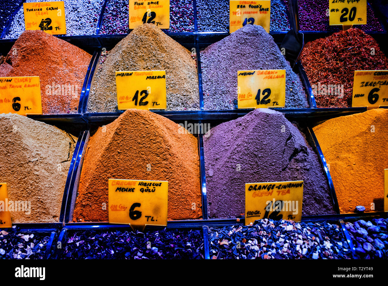 Gewürze, die in der Grand Bazaar, Istanbul Stockfoto