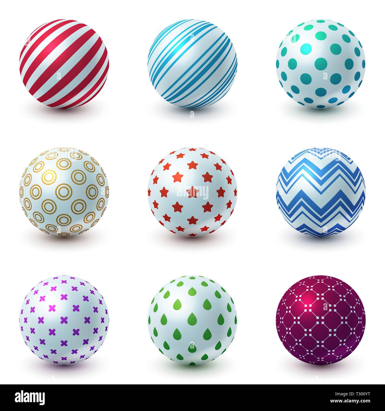 Set Textur Kugel - realistische Symbol. Vector EPS 10. Stock Vektor