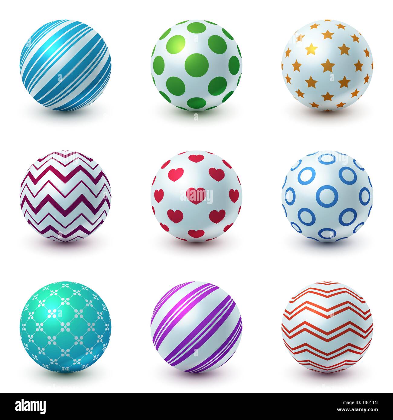 Set Textur Kugel - realistische Symbol. Vector EPS 10. Stock Vektor