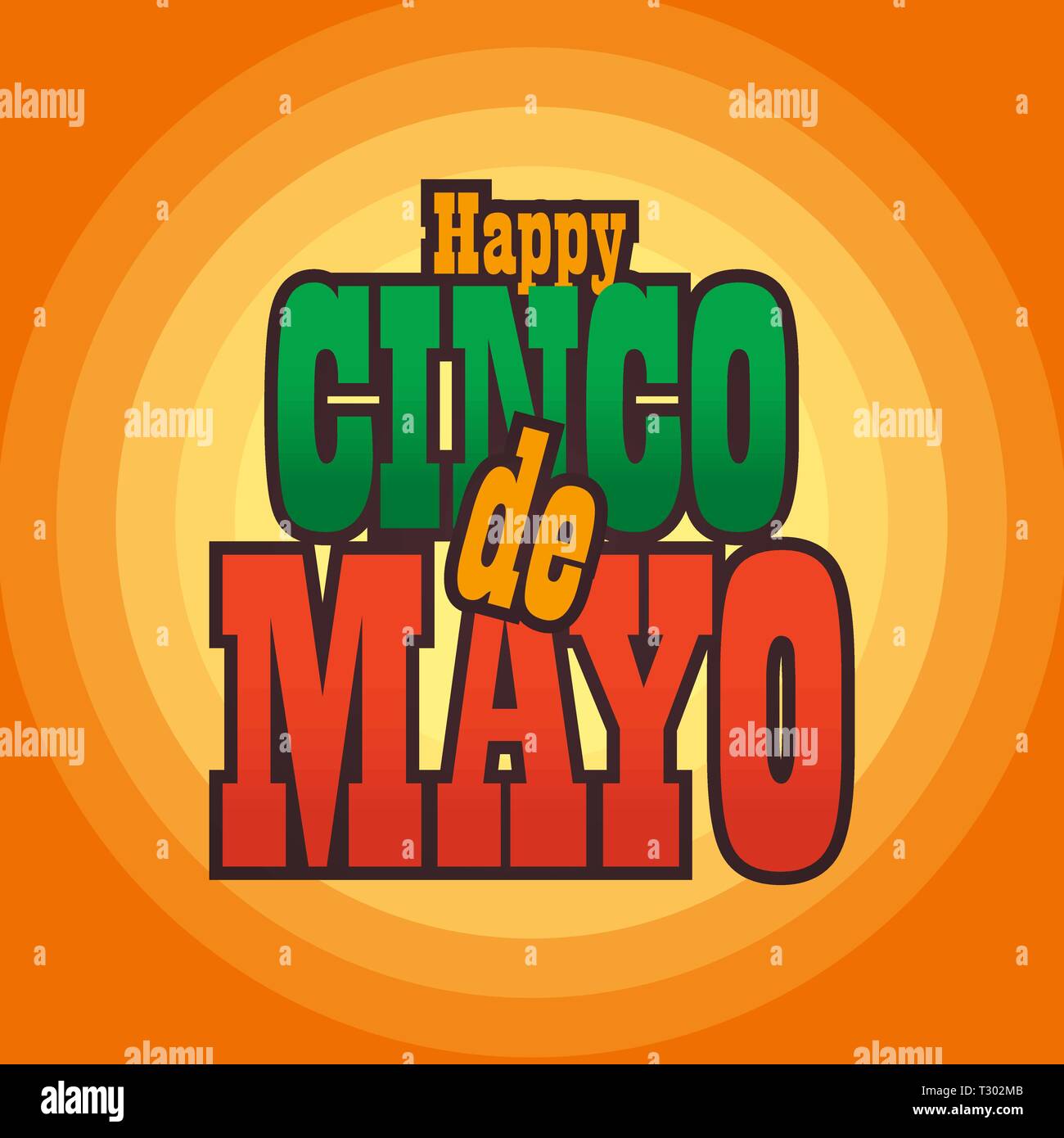 Cinco de Mayo Schriftzug Begrüßungstext Abbildung. Stock Vektor