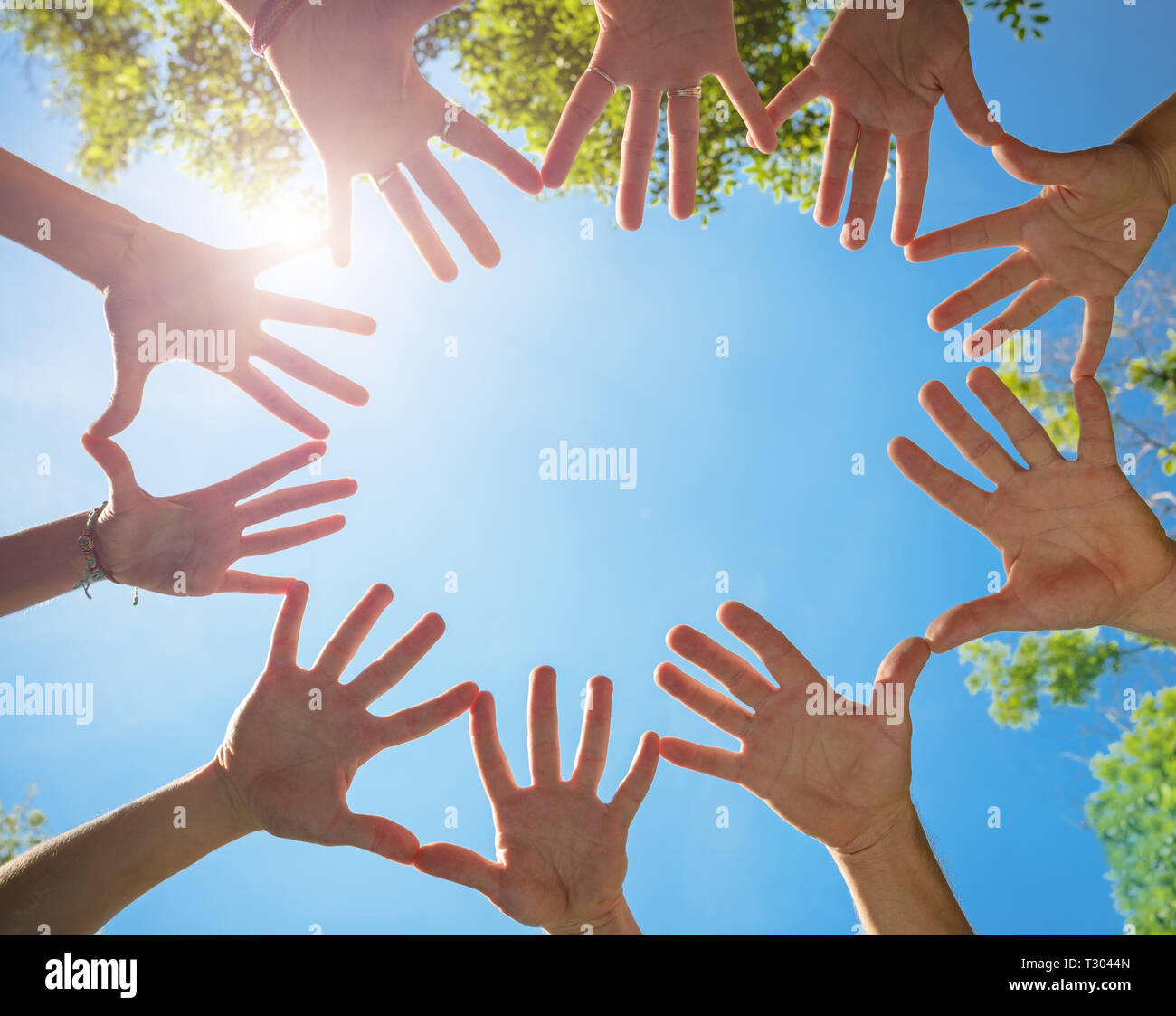 Menschen die Hände zusammen Stockfoto
