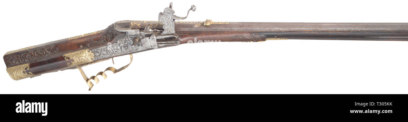 Lange Arme, wheellock Gewehr, Markus Zellner, Wien, ca. 1730,- Additional-Rights Clearance-Info - Not-Available Stockfoto