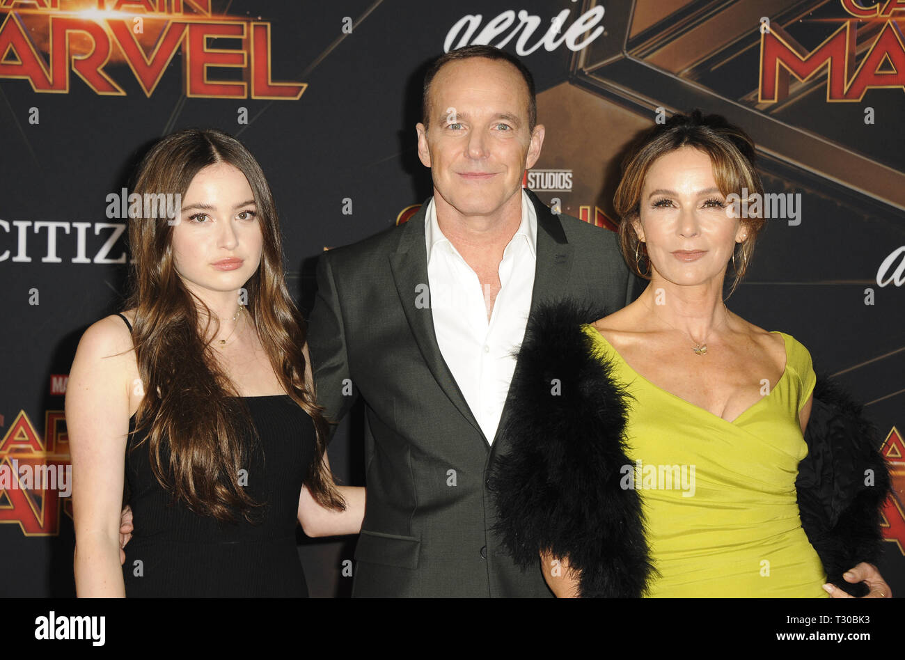 Film Premiere Captain Marvel bietet: Stella Gregg, Clark Gregg, Jennifer Grau, Wo: Los Angeles, Kalifornien, Vereinigte Staaten, wenn: 04 Mar 2019 Credit: Apega/WENN.com Stockfoto