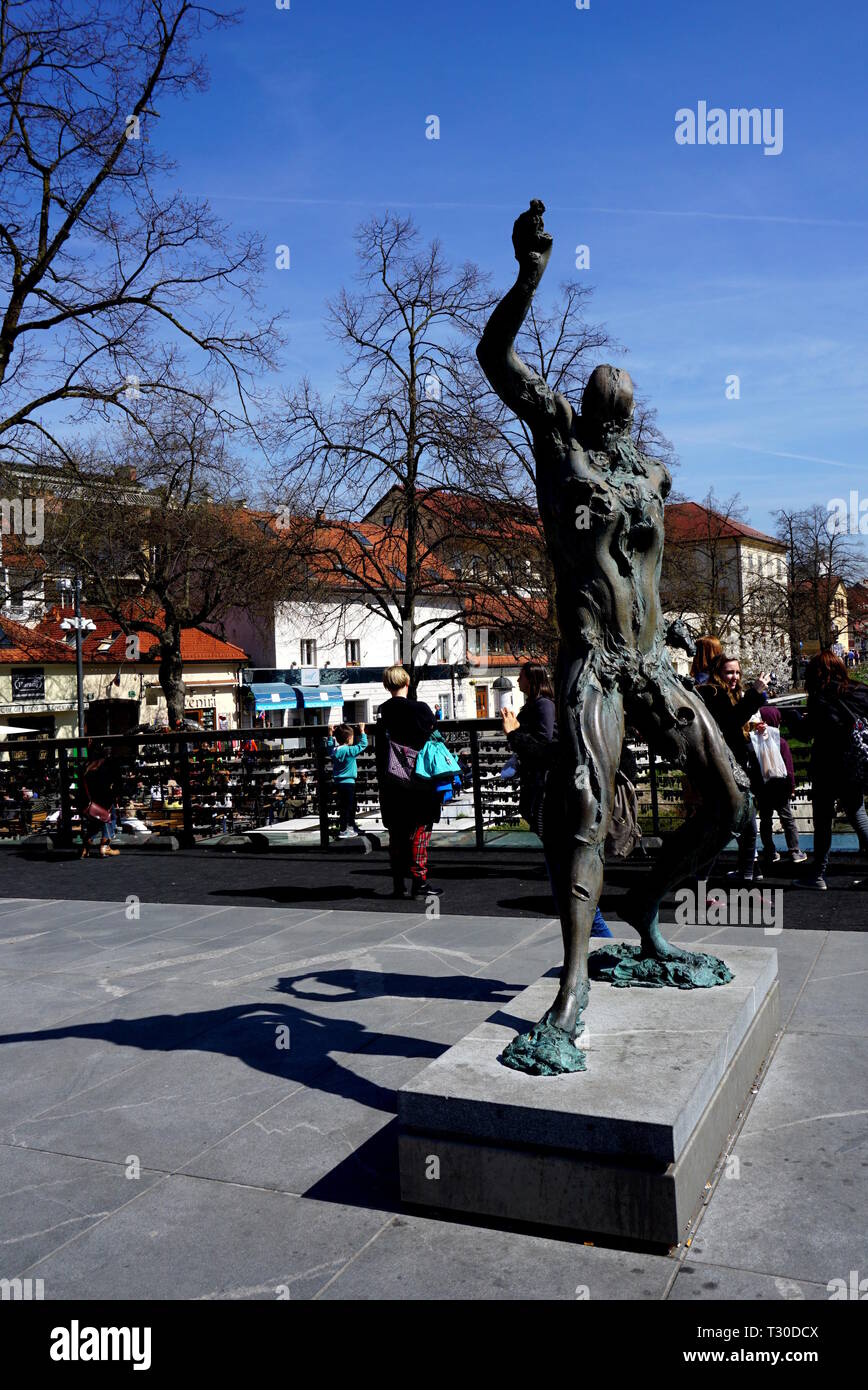 Satyr Statue, Ljubljana Stockfoto