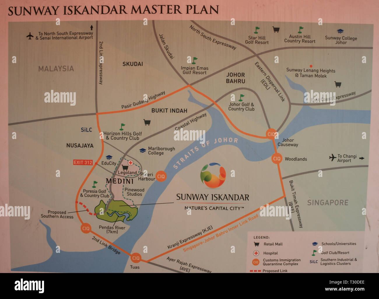 Sunway Iskandar Entwicklung region Karte, Iskandar Puteri, Johor, Malaysia Stockfoto