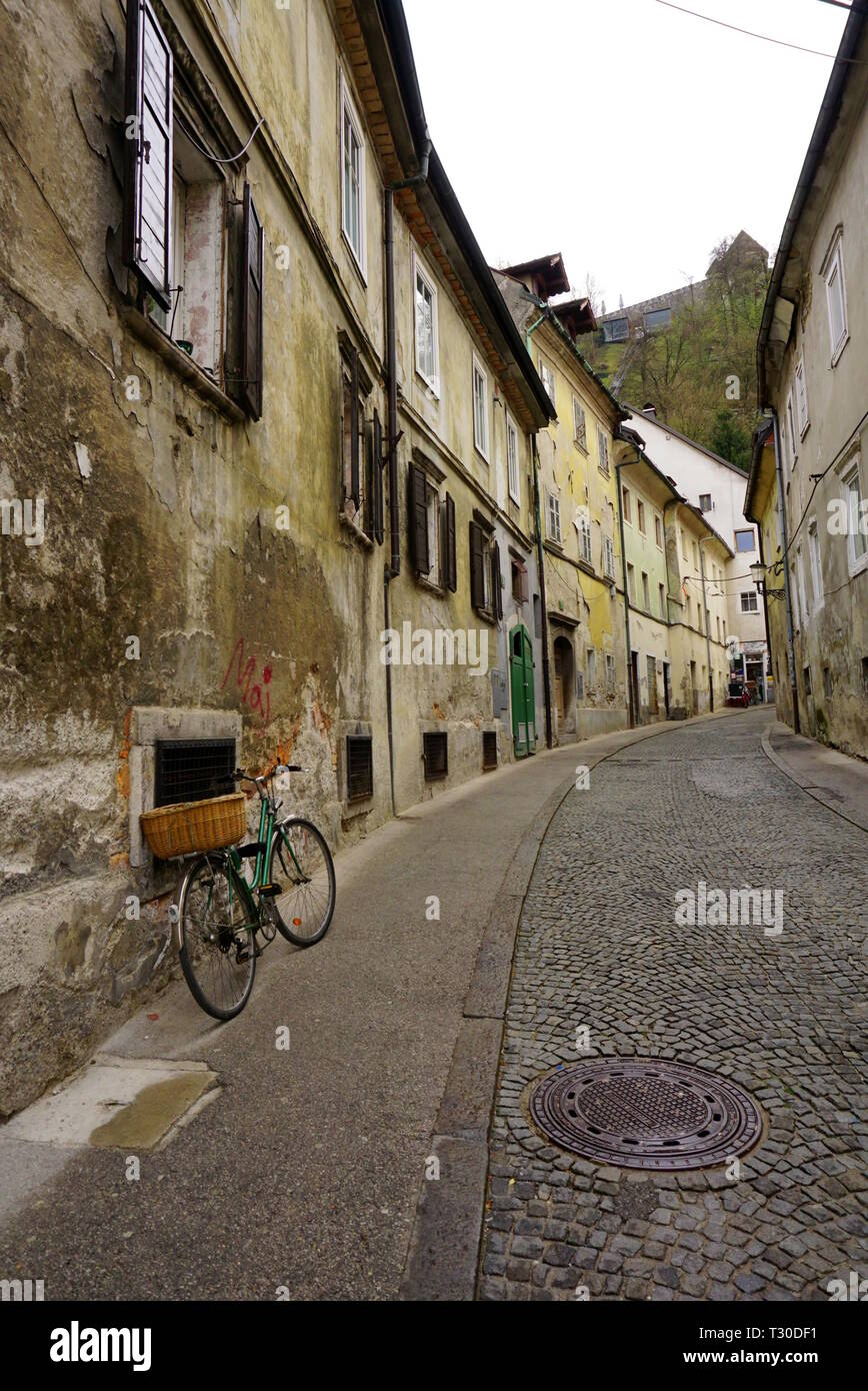 Weg bis zur Burg von Ljubljana, Slowenien Stockfoto