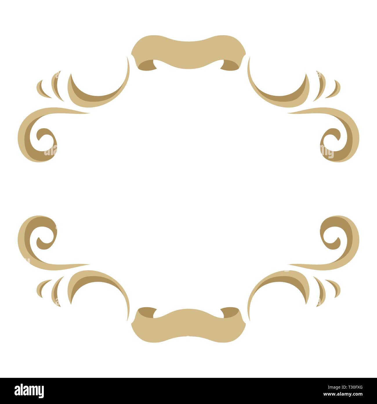 Rahmen mit ornamentalen Blumen gold Elemente. Caligraphic locken. Stock Vektor