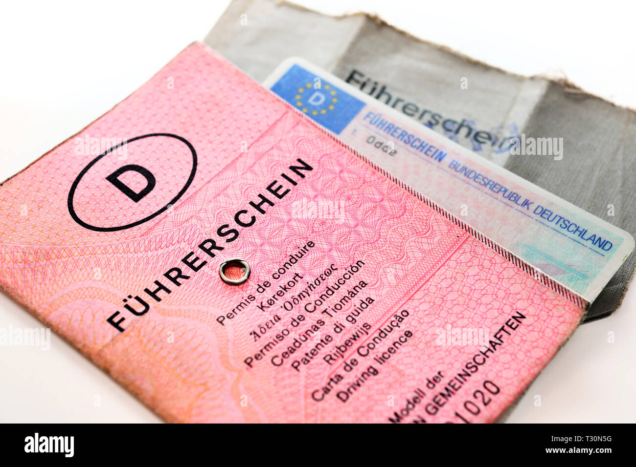 Alte und aktuelle deutsche Führerscheine, Alte und aktuelle deutsche Führerscheine Stockfoto