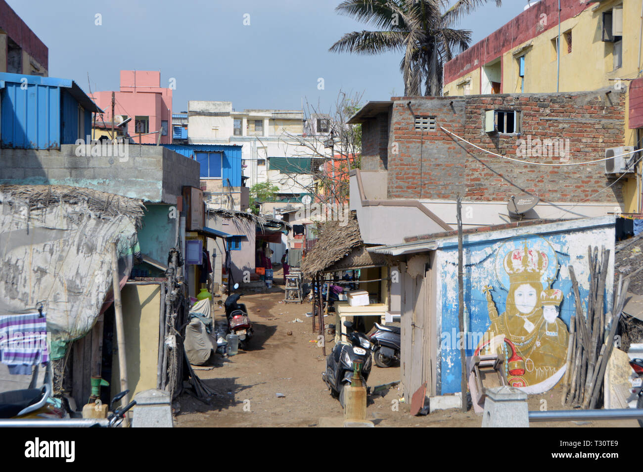 Chennai, Indien. 08 Feb, 2019. Slums in Chennai (Madras) in Südindien, Hinzugefügt am 08.02.2019 | Verwendung der weltweiten Kredit: dpa/Alamy leben Nachrichten Stockfoto