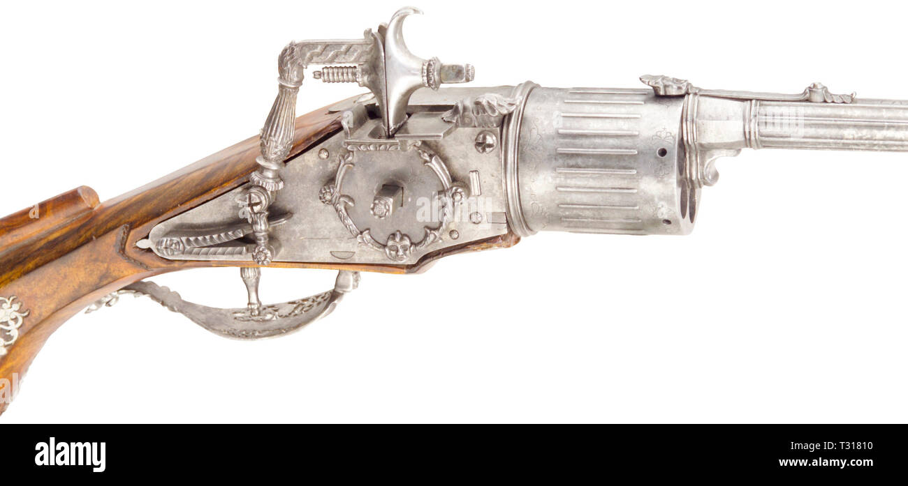 Handfeuerwaffen, Pistolen, wheellock Pistole, mulitiple-schuss Pistole, Brescia Stil, ca. 1650,- Additional-Rights Clearance-Info - Not-Available Stockfoto