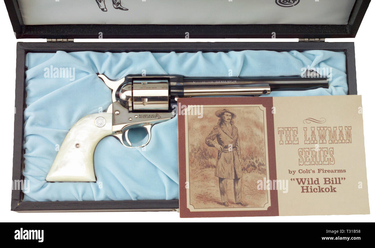 Kleinwaffen, Revolver, Colt Commemorative, Lawman Serie, Wild Bill Hickok, 1969, Kaliber.45, Editorial-Use - Nur Stockfoto