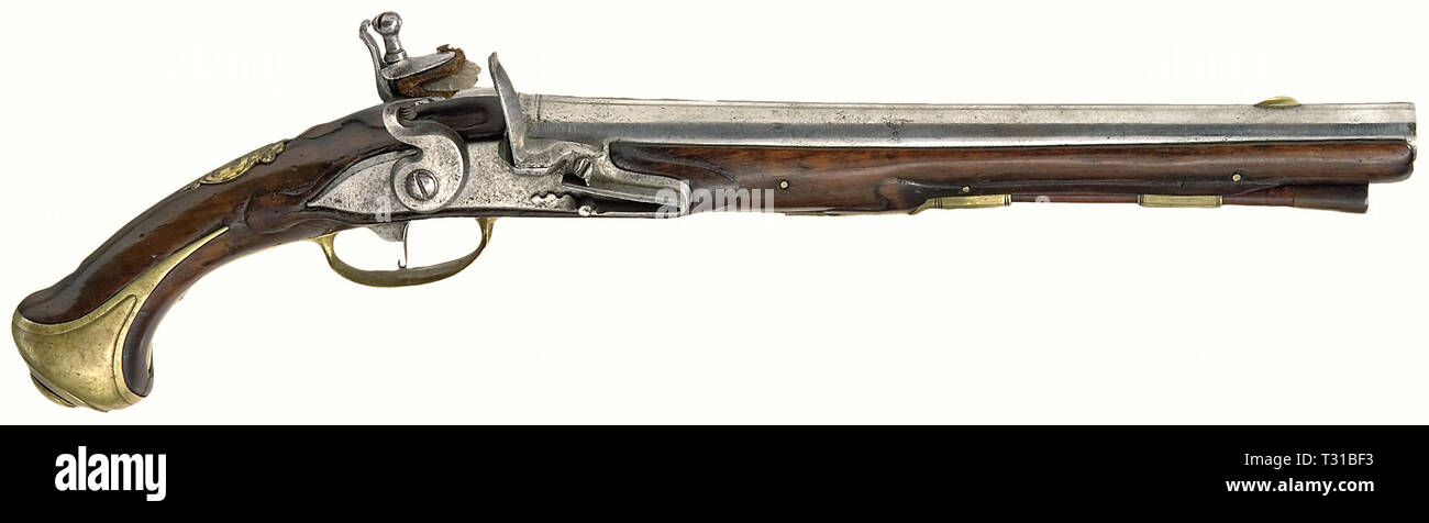 Handfeuerwaffen, Pistolen, Kavallerie flintlock Pistol, Kaliber 17 mm, Baden, ca. 1740 / 1750, Additional-Rights - Clearance-Info - Not-Available Stockfoto