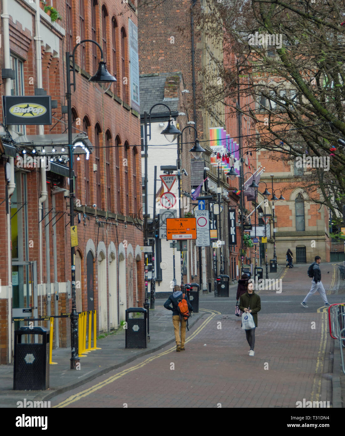 Gay Village, Canal Street, im Stadtzentrum von Manchester, England, UK. Stockfoto